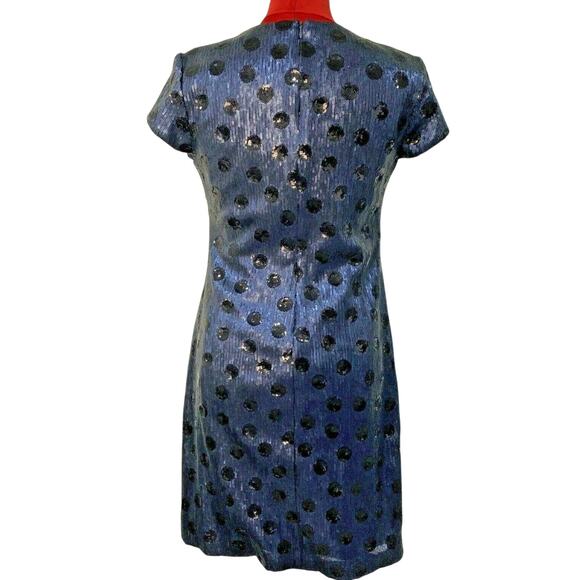Lauren Ralph Lauren dress size 4 dark navy blue sequins polka dots sparkle glam - Picture 2 of 5